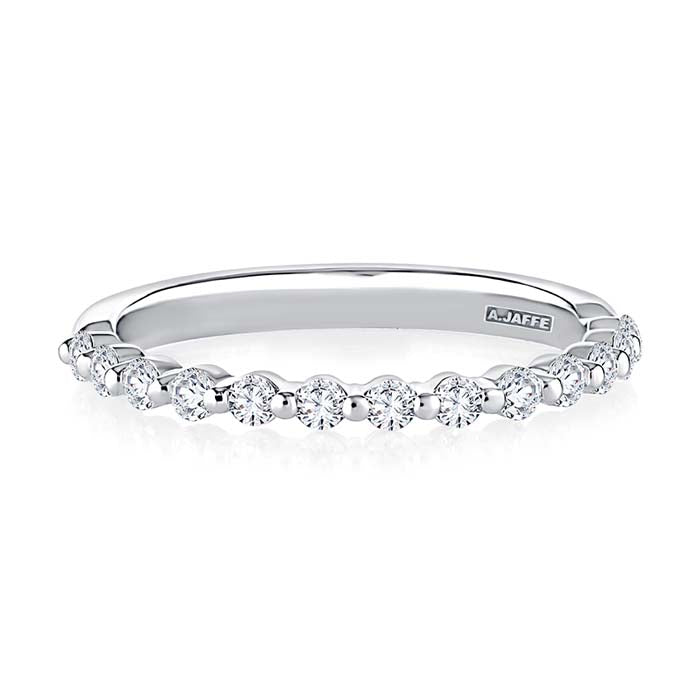 A. Jaffe Single Shared Prong Diamond Wedding Band in 14K White Gold