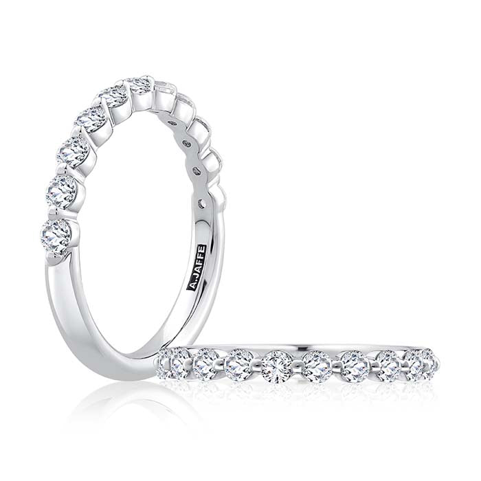 A. Jaffe Halfway Single Shared Prong Wedding Band in 14K White Gold