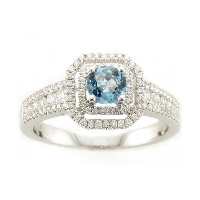 Le Vian Ring featuring Sea Blue Aquamarine and Vanilla Diamonds in 14K Vanilla Gold