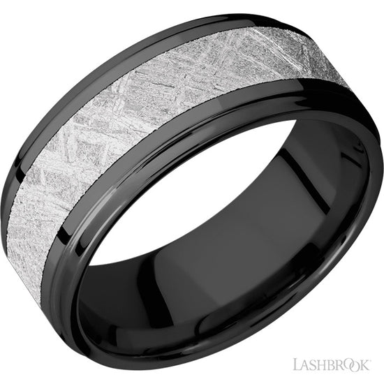 Lashbrook 9mm Zirconium Wedding Band with Meteorite Inlay