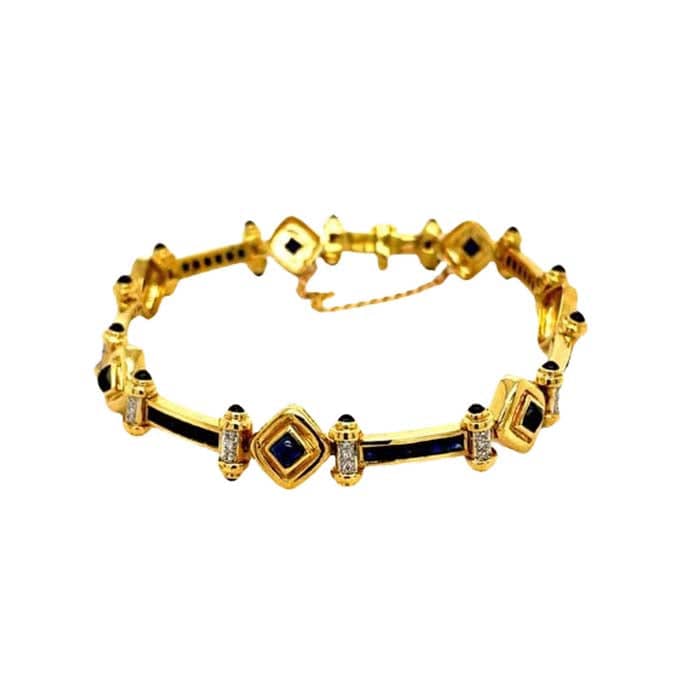 Estate 7" Blue Sapphire Bracelet in 18K Yellow Gold