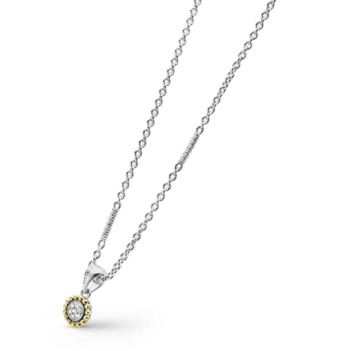 LAGOS Caviar Lux Pavé Diamond Pendant in Sterling Silver and 18K Yellow Gold