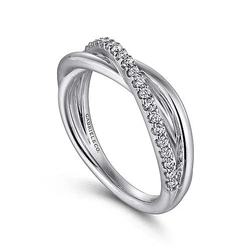 Gabriel & Co. White Sapphire Pavé Criss-Cross Ring in Sterling Silver