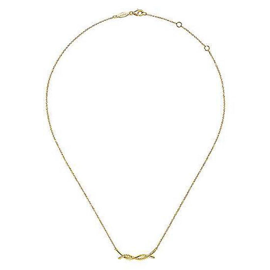 Gabriel & Co. 17" Plain and Twisted Rope Pendant/Necklace in 14K Yellow Gold