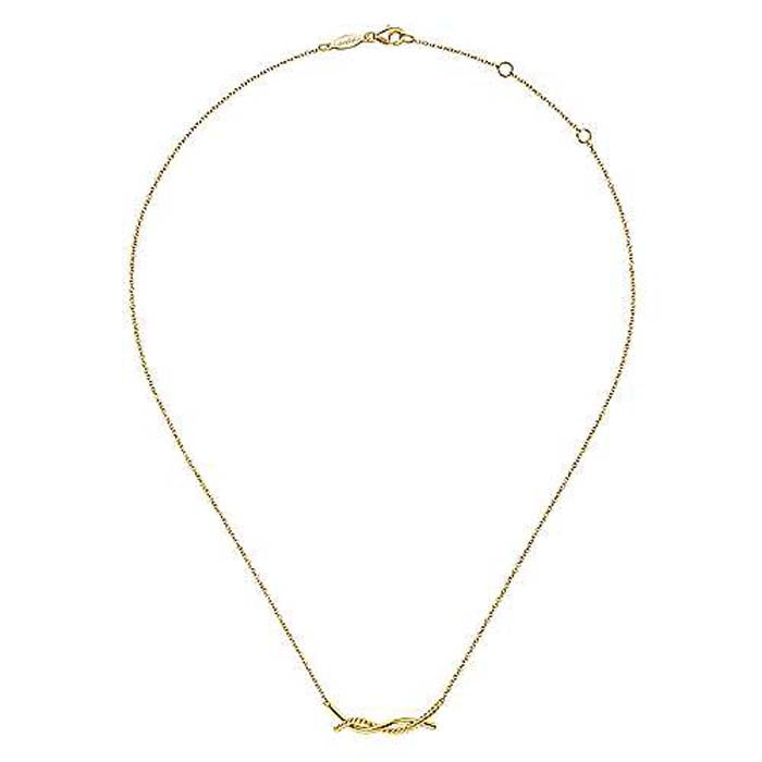 Gabriel & Co. 17" Plain and Twisted Rope Pendant/Necklace in 14K Yellow Gold