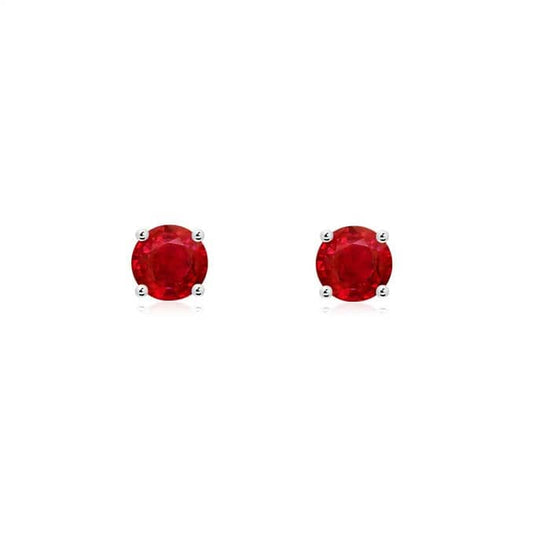 Mountz Collection Ruby Stud Earrings in 14K White Gold