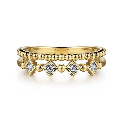 Gabriel & Co. Bujukan Diamond Double Band Easy Stackable Ring in 14K Yellow Gold