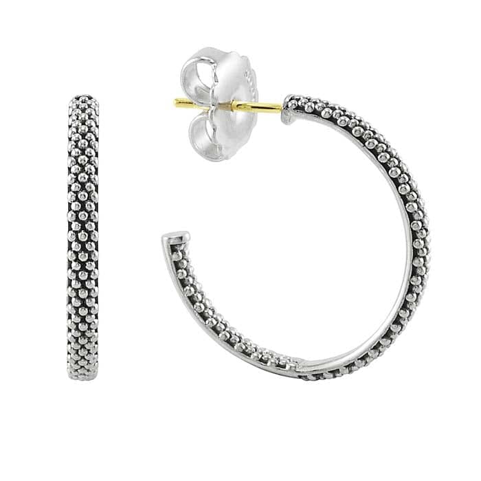 LAGOS 25mm Signature Caviar Hoop Earrings in Sterling Silver