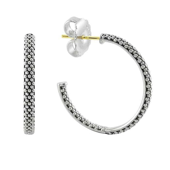 LAGOS 25mm Signature Caviar Hoop Earrings in Sterling Silver