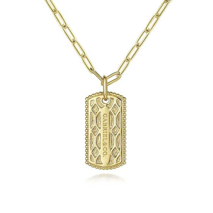 Gabriel & Co. Bujukan Dog Tag Pendant in 14K Yellow Gold