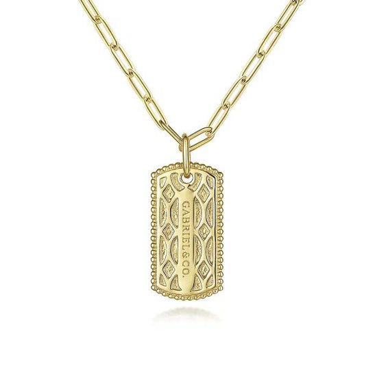 Gabriel & Co. Bujukan Dog Tag Pendant in 14K Yellow Gold