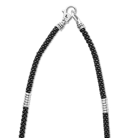 LAGOS Black Caviar Silver Station Ceramic Beaded Necklace in Sterling Silver