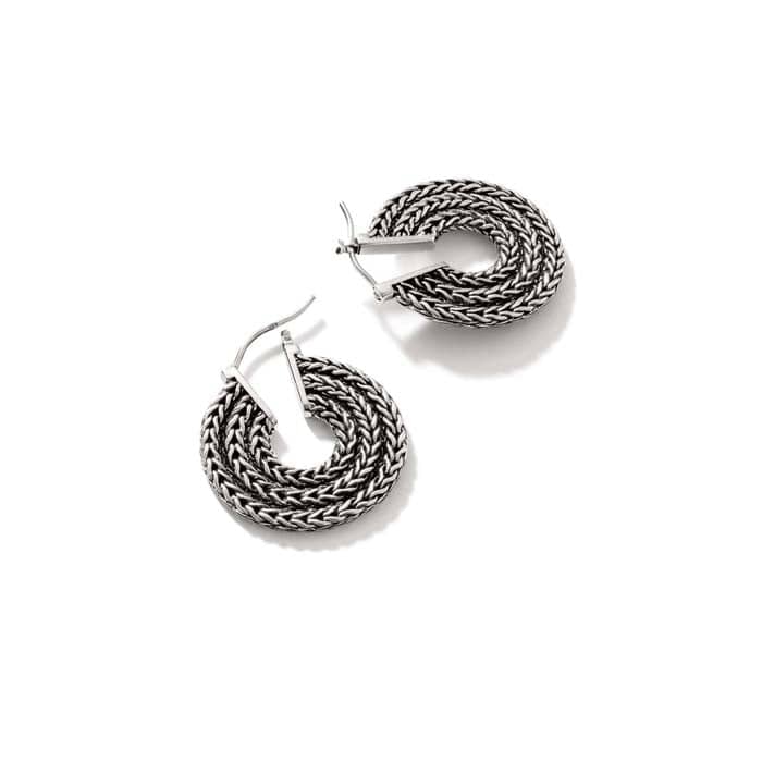 John Hardy Rata Chain Hoop Earrings in Sterling Silver