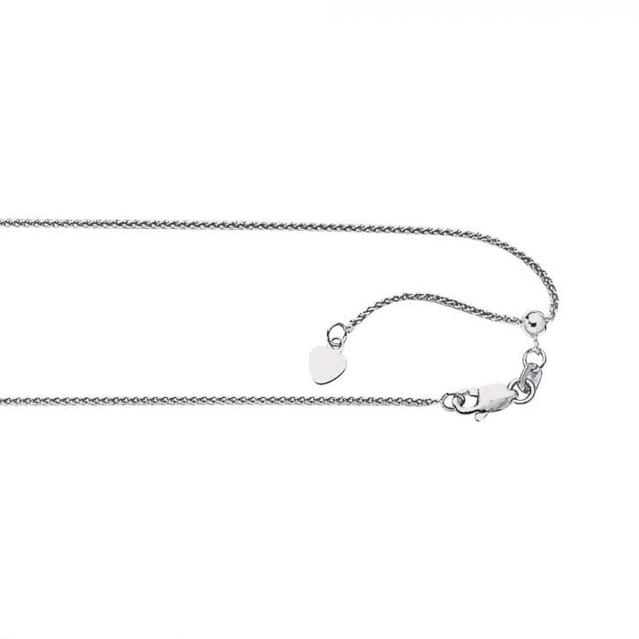 Mountz Collection 22" Sliding Adjustable Round Wheat Chain in 14K White Gold