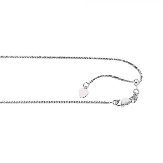 Mountz Collection 22" Sliding Adjustable Round Wheat Chain in 14K White Gold