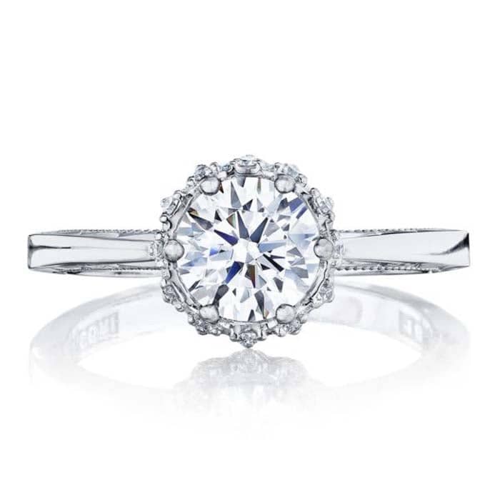 Tacori Sculpted Crescent Complete Engagement Ring in 18K White Gold