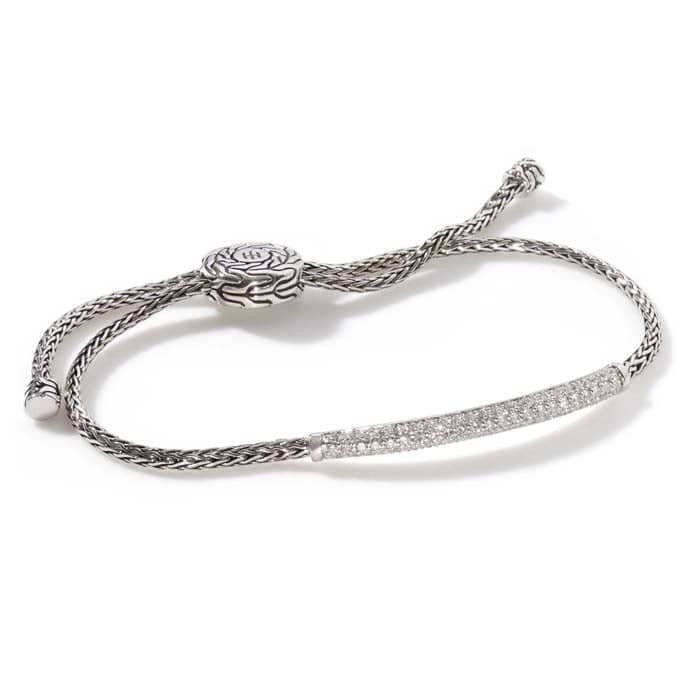 John Hardy Classic Chain Diamond Mini Chain Pull-Through Bracelet in Sterling Silver
