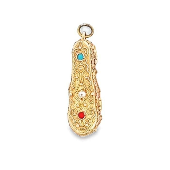 Estate Violin Case Pendant in 14K Yellow Gold