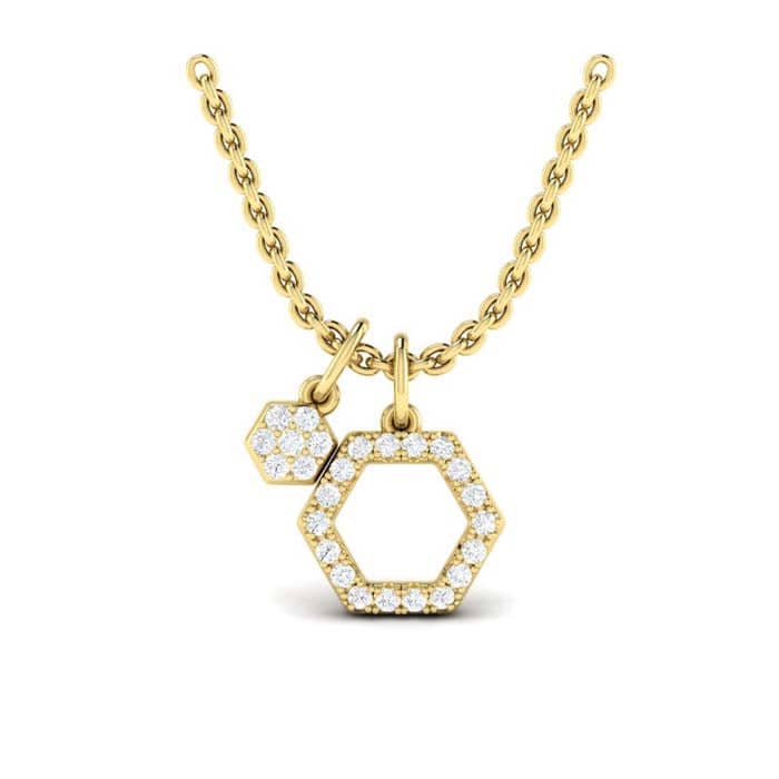 Vlora Serafina Mini Diamond Honeycomb Charm Pendant Necklace in 14K Yellow Gold