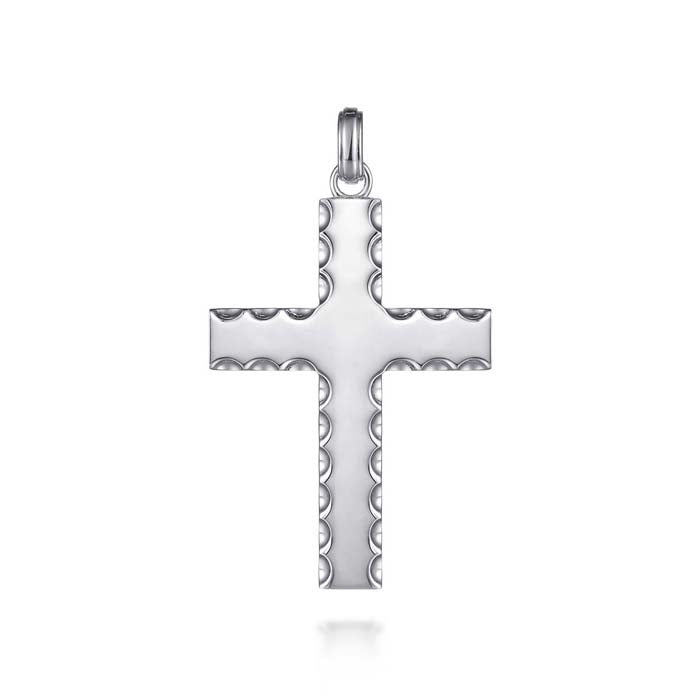 Gabriel & Co. Scalloped Cross Pendant in Sterling Silver