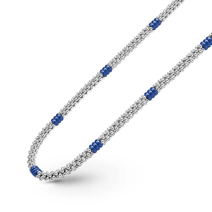 LAGOS Ultramarine Blue Ceramic Caviar Necklace in Sterling Silver