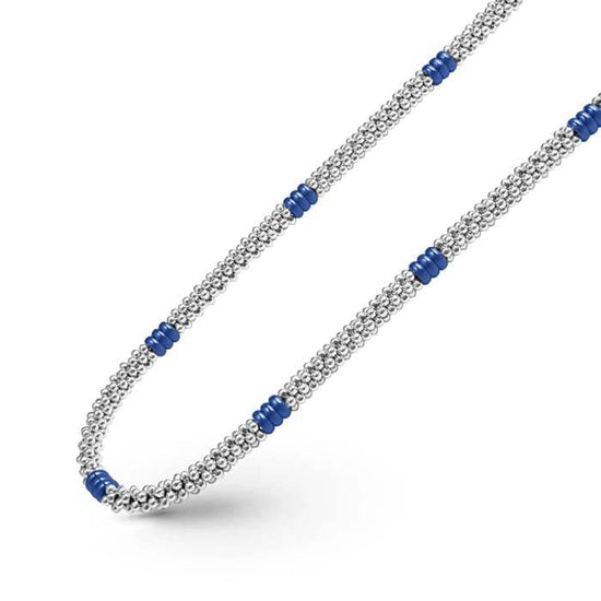 LAGOS Ultramarine Blue Ceramic Caviar Necklace in Sterling Silver