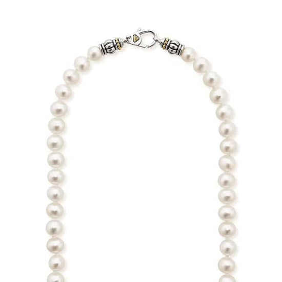 LAGOS Small Pearl Necklace in Sterling Silver and 18K Yellow Gold