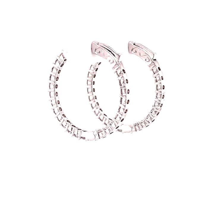 Mountz Collection 1.93TW Inside/Outside Round Diamond Hoop Earrings in 14K White Gold