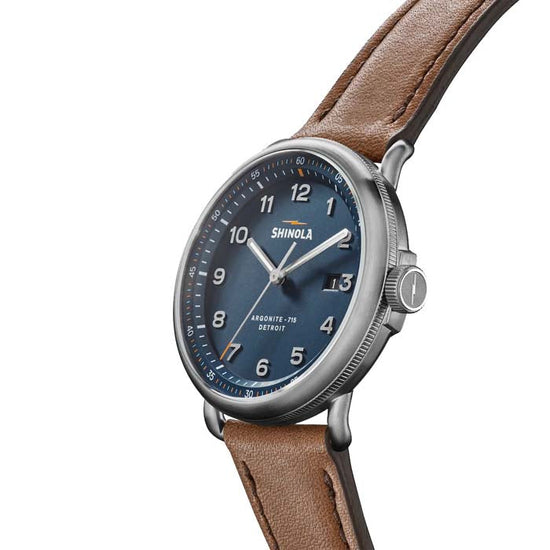 Shinola 43mm The Canfield C56 Quartz Watch with Continental Blue Dial in Stainless Steel