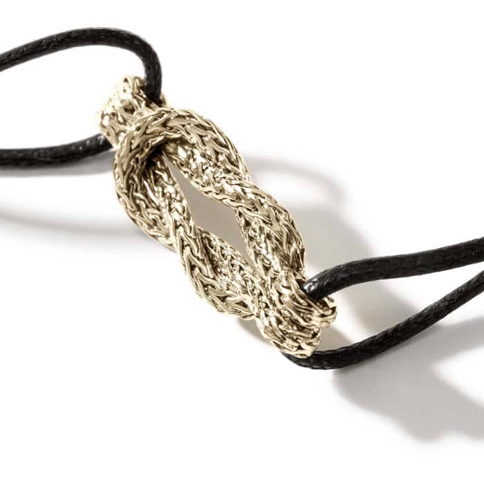 John Hardy Classic Chain Love Knot Black Cotton Cord Bracelet in 14K Yellow Gold