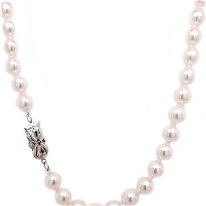 Estate 6-6.5MM Japanese Cultured Pearl Strand with 14K White Gold Clasp