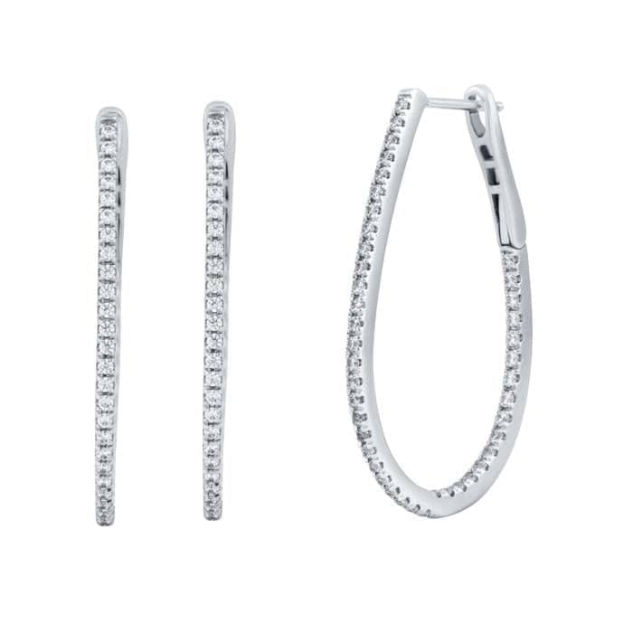 Mountz Collection Diamond Inside/Outside Hoop Earrings in 14K White Gold