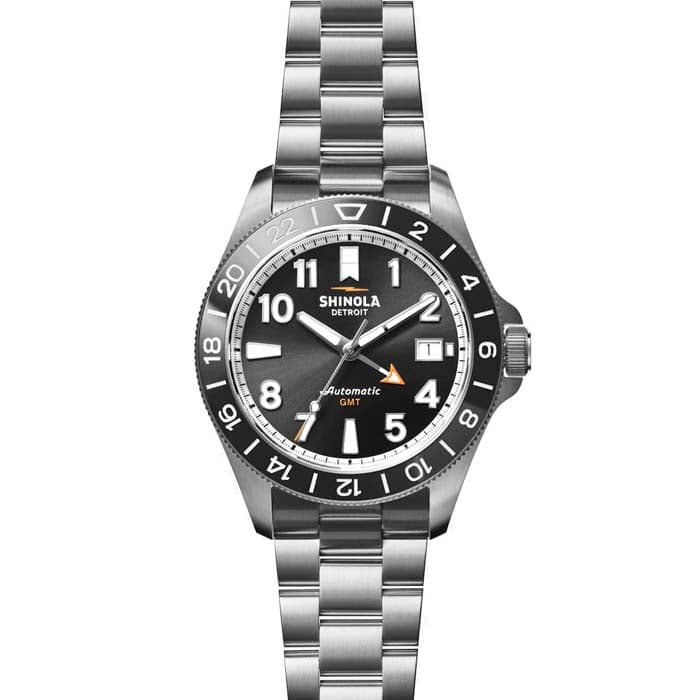 Shinola 40mm "The Monster" GMT Automatic Watch with Black Dial in Stainless Steel