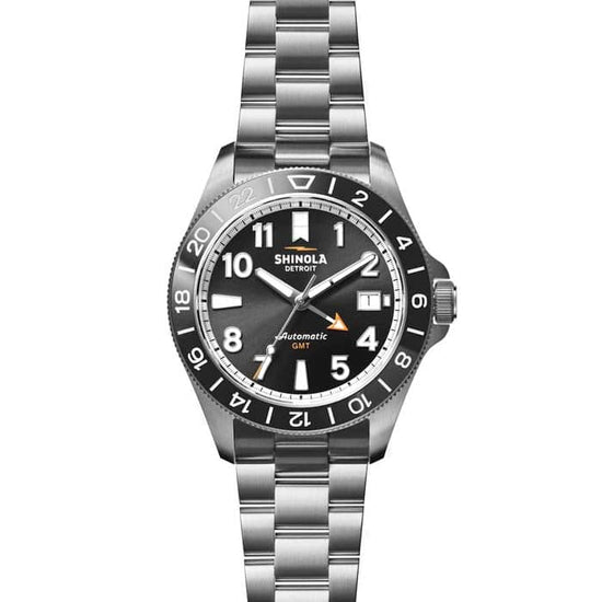 Shinola 40mm "The Monster" GMT Automatic Watch with Black Dial in Stainless Steel