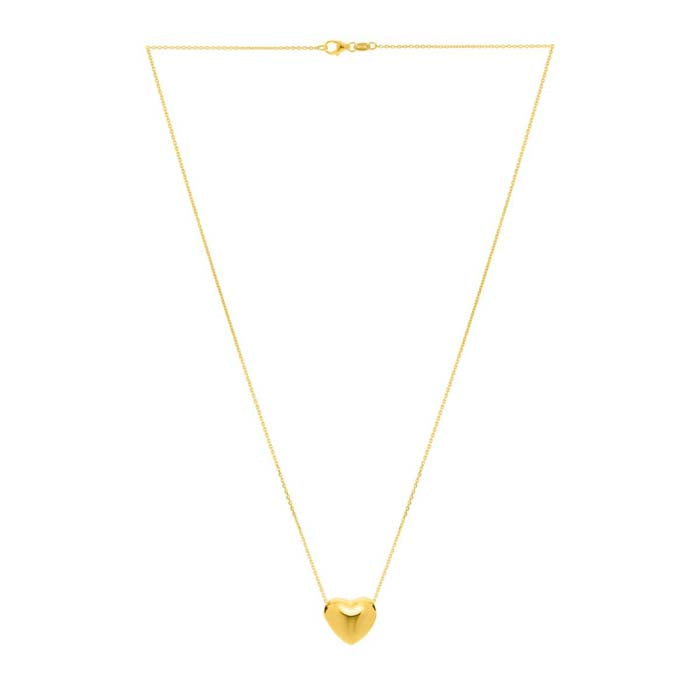 Mountz Collection 16” Puffed Heart Pendant in 14K Yellow Gold