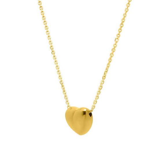 Mountz Collection 16” Puffed Heart Pendant in 14K Yellow Gold