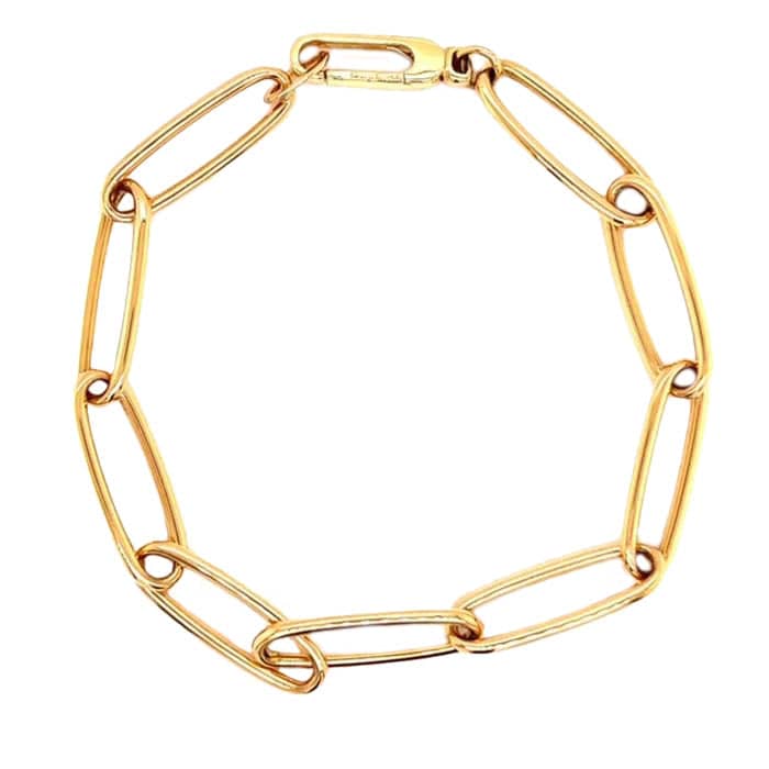 Antonio Papini 7.5" Narrow Elongaged Link Bracelet in 18K Yellow Gold
