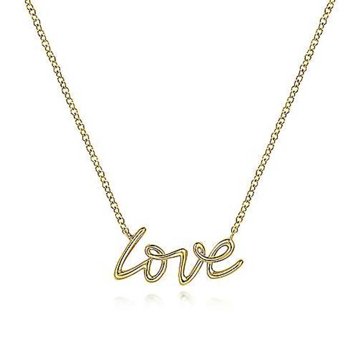 Gabriel & Co. 17" "Love" Pendant/Necklace in 14K Yellow Gold