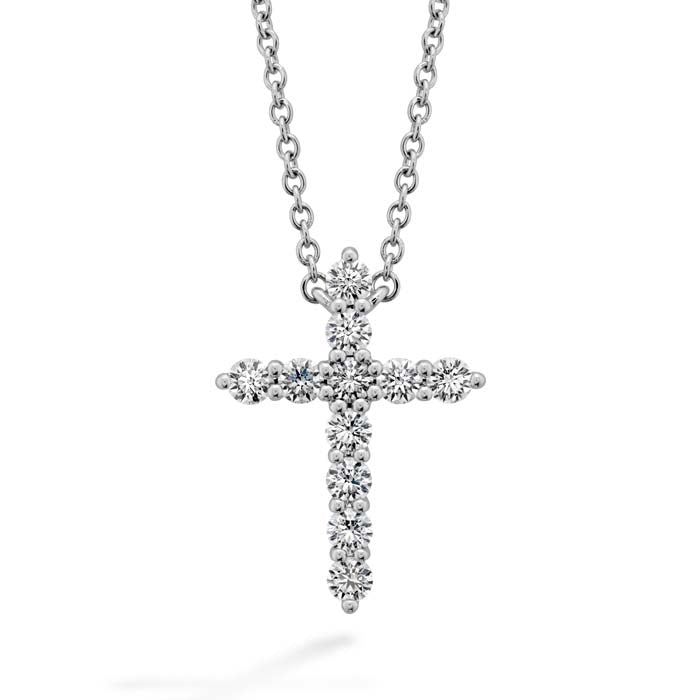 Hearts On Fire .45- .55ctw Large Signature Cross Pendant in 18K White Gold