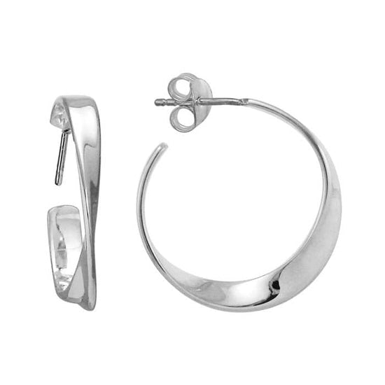 Mountz Collection Contemporary Twist Hoop Earrings in Sterling Silver