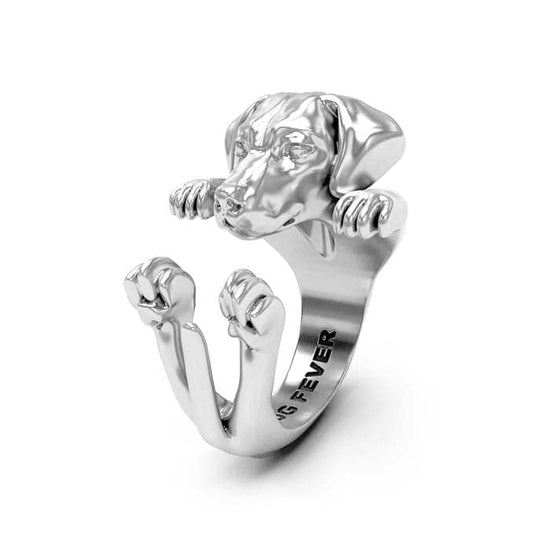 Dog Fever Weimaraner Hug Ring, Sterling Silver