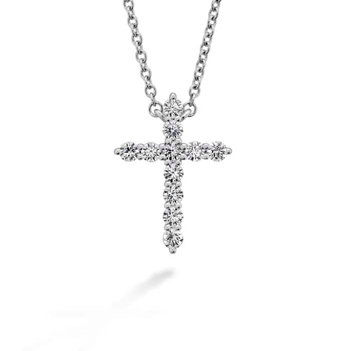 Hearts On Fire .30-.34CTW Medium Signature Cross Pendant in 18K White Gold