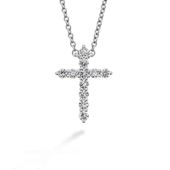 Hearts On Fire .30-.34CTW Medium Signature Cross Pendant in 18K White Gold