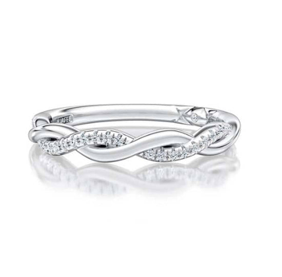 A. Jaffe Twist Design Diamond Wedding Band in 14K White Gold