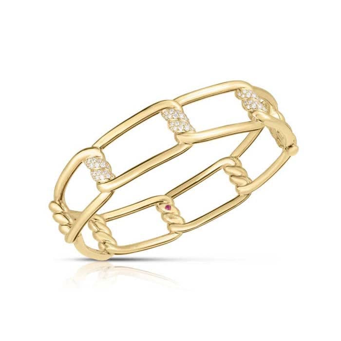 Roberto Coin Cialoma Diamond Bangle Bracelet in 18K Yellow Gold