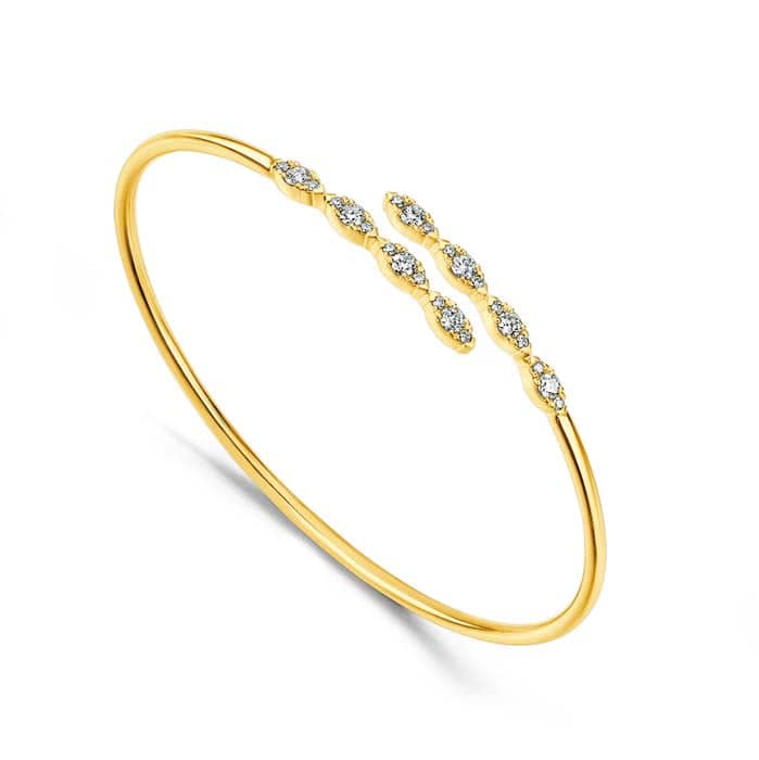 Hearts On Fire .50-.58CTW Aerial Marquis Flexi Bangle in 18K Yellow Gold