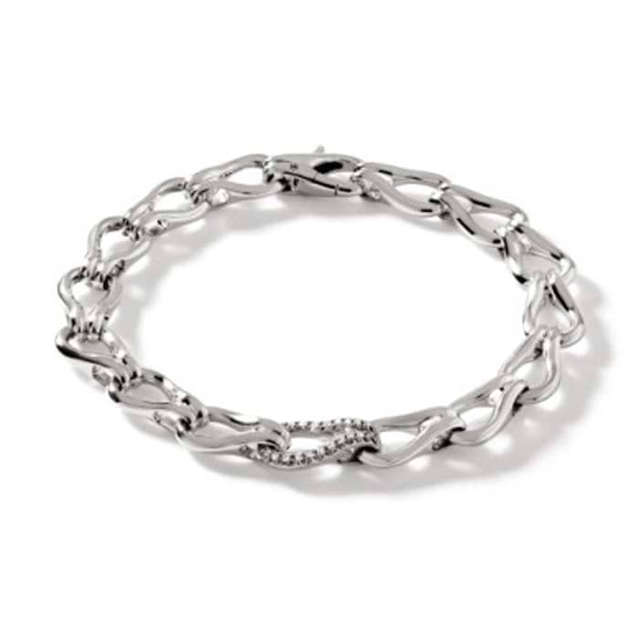 John Hardy Surf Silver Diamond Link Bracelet in Sterling Silver