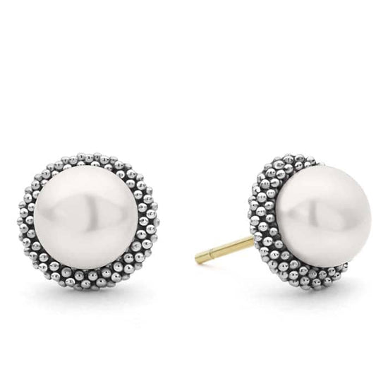 LAGOS 8MM Luna Pearl Stud Earring in Sterling Silver