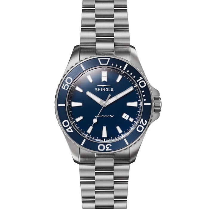Shinola 43mm Lake Michigan Monster Automatic Dive Watch with Blue Dial in Stainless Steel