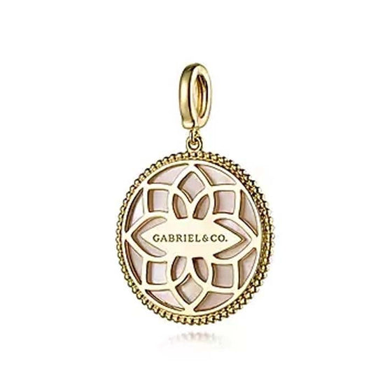 Gabriel & Co. Sapphire and Diamond Compass Medallion Pendant in 14K Yellow Gold